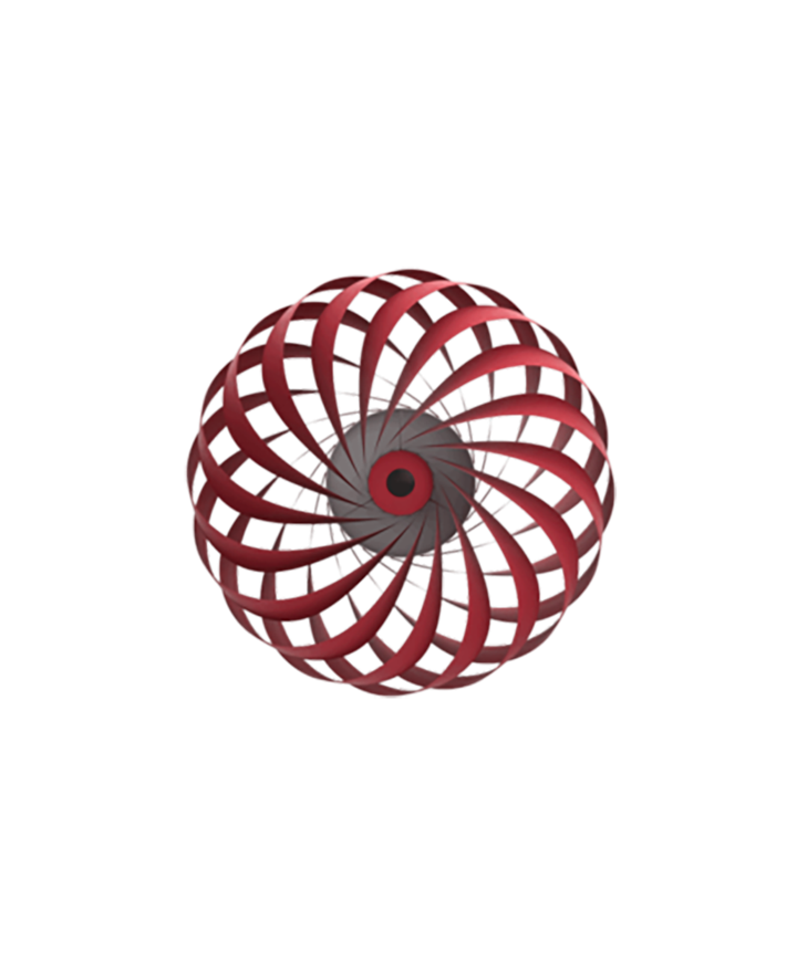 TR5 wandlamp, berk/rood, 40 x 18 cm