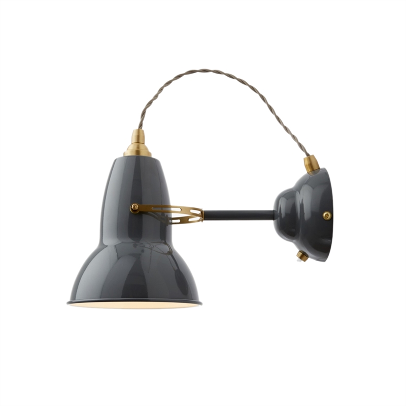 Original 1227 wandlamp, messing/grijs