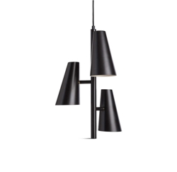 Cono hanglamp met drie kappen, zwart