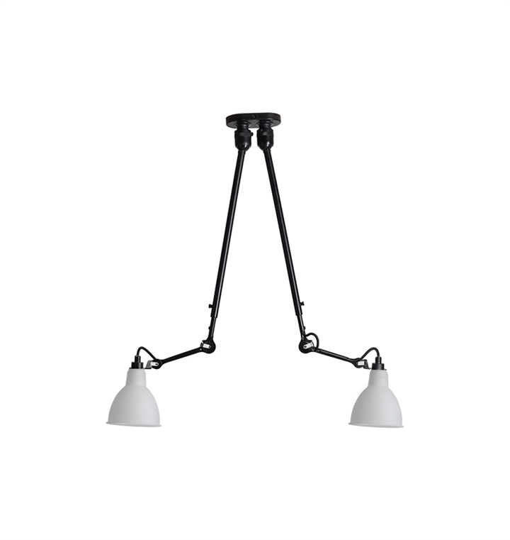 Lampe Gras No 302 Double plafondlamp, zwart/polycarbonaat