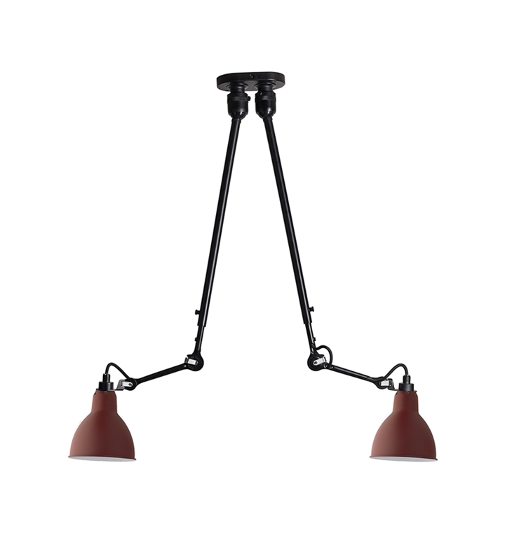 Lampe Gras No 302 Double plafondlamp, zwart/rood
