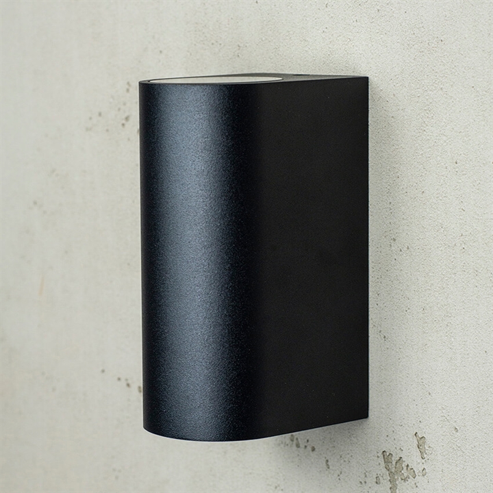 Læsø buiten up/down wandlamp, zwart