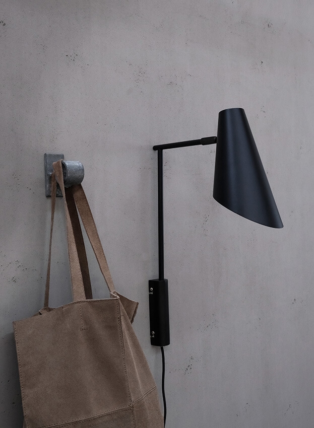 Cale wandlamp m/arm, zwart