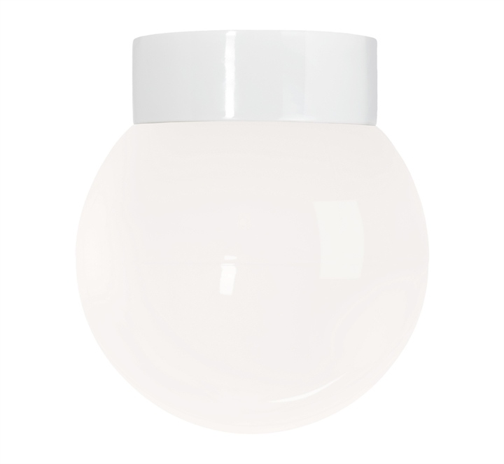 Classic Globe 200 plafondlamp / wandlamp IP44, wit/glanzend opaal