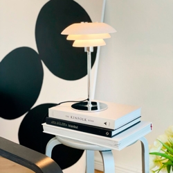 DL20 tafellamp, opaal/chroom