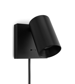 SpotOn1 Wall m/schakelaar wandlamp/spot, zwart