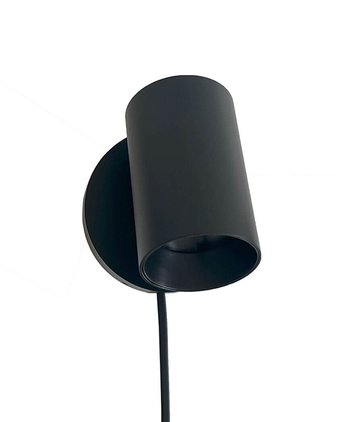 SpotOn1 Circle Wall m/schakelaar wandlamp/spot, zwart