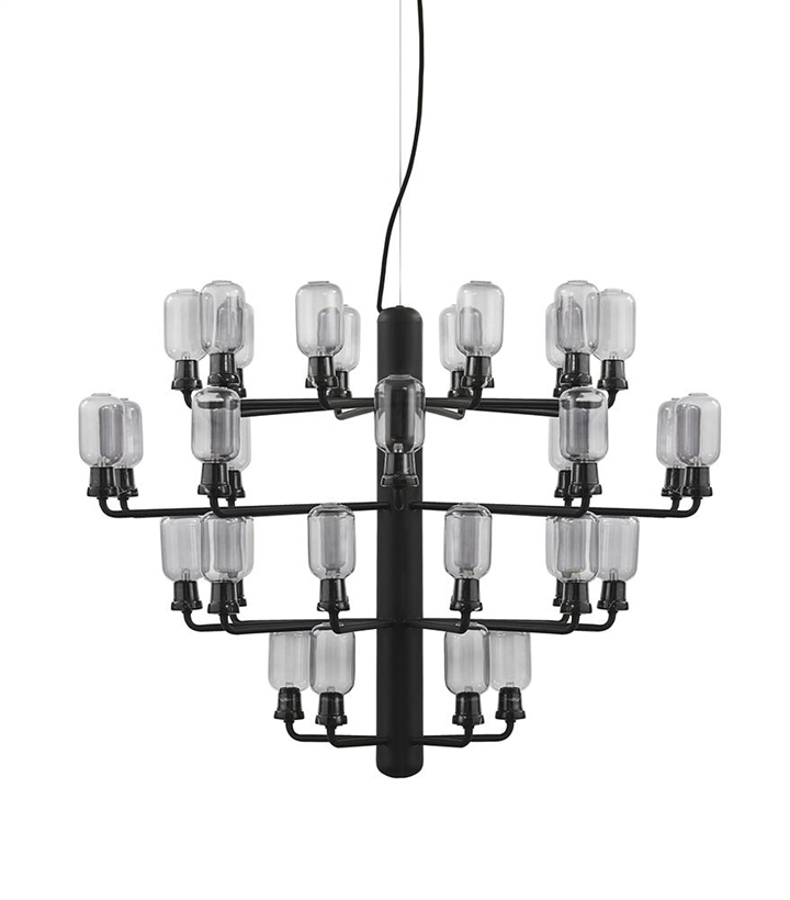 Amp Kroonluchter - Groot, Smoke/Zwart marmer