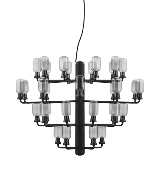 Amp Kroonluchter - Groot, Smoke/Zwart marmer