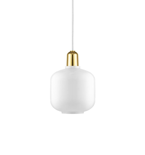 Amp hanglamp, Messing - Klein, Wit/Messing