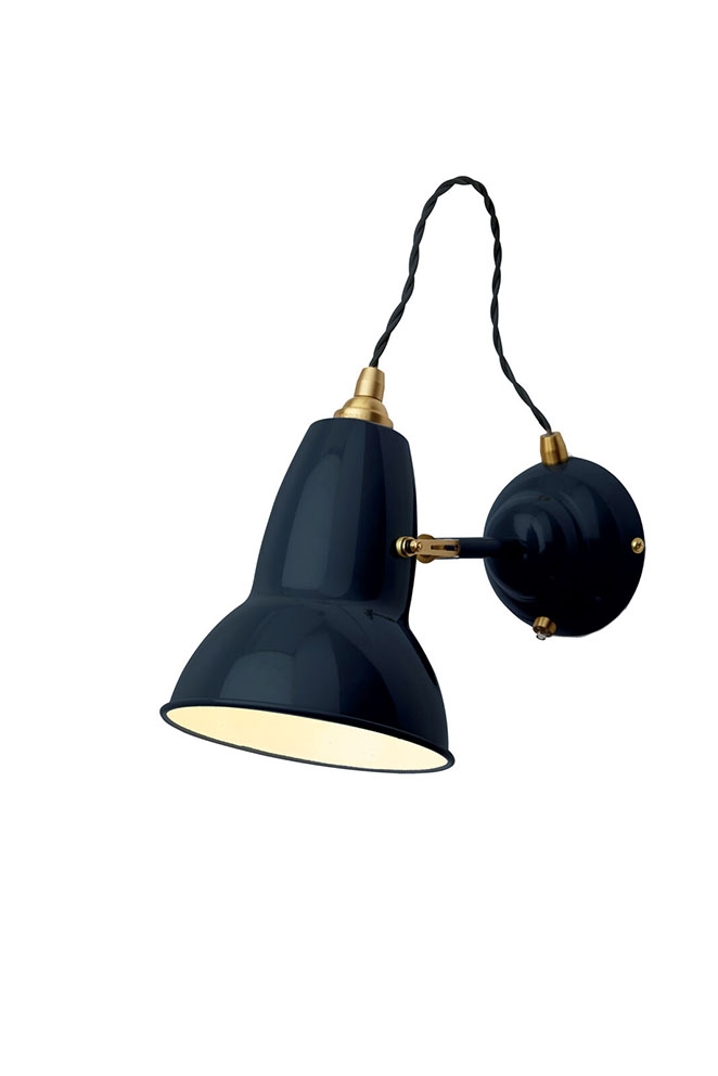 Original 1227 wandlamp, messing/blauw