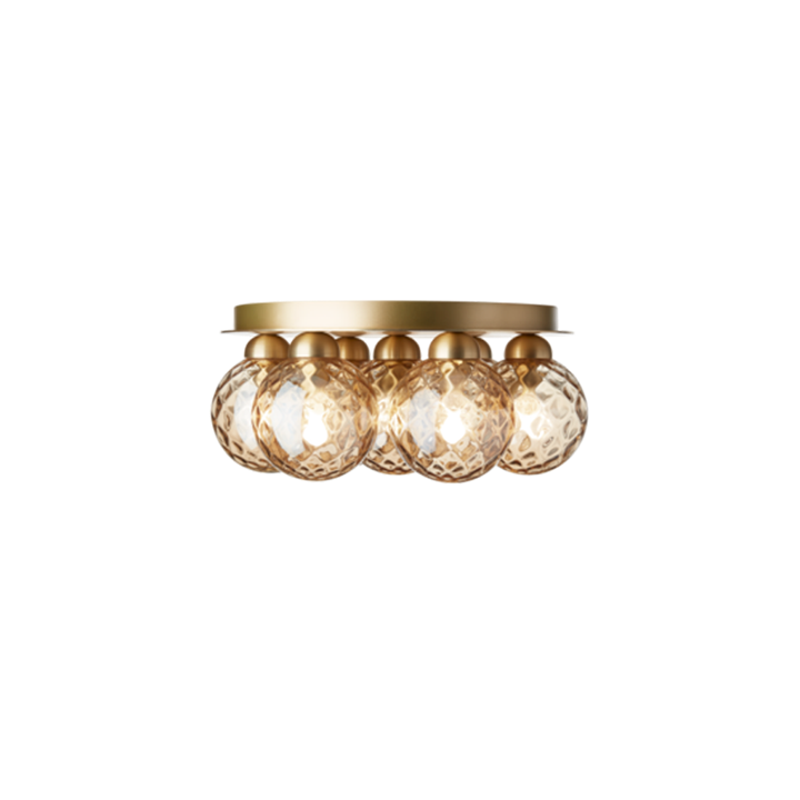 Apiales 7 plafondlamp, geborsteld messing/goud glas
