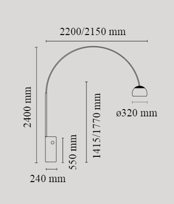 Flos Arco Vloerlamp maattekening