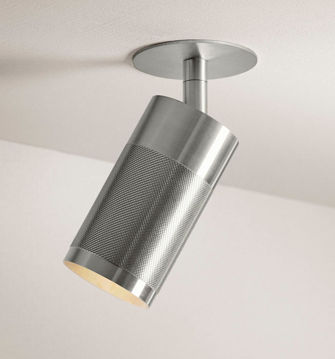 Thorup Copenhagen Patrone inbouw plafondspot met afdekplaat, nikkel geverfd messing, 120 mm