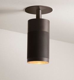 Thorup Copenhagen Patrone inbouw plafondspot met afdekplaat, gebronsd messing/donker, 120 mm