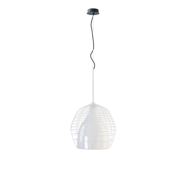 Cage Hanglamp Groot, Wit/Wit