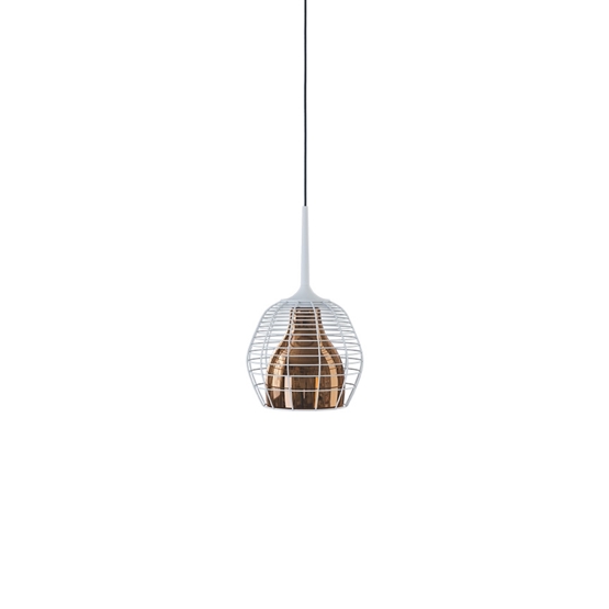 Cage hanglamp klein, wit/brons
