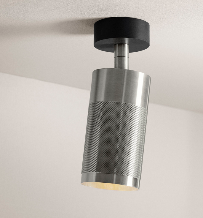 Thorup Copenhagen Patrone plafondspot met baldakijn, nikkel geverfd messing, 120 mm