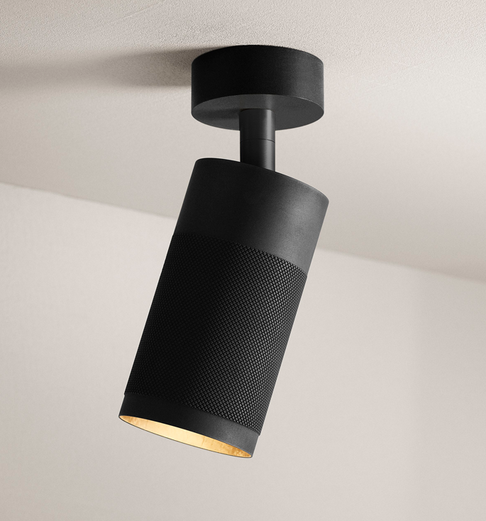 Thorup Copenhagen Patrone plafondspot m/baldakijn, zwart-bruine messing/donker, 120 mm