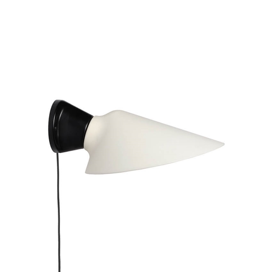 Plume wandlamp met snoer, zwart/porselein