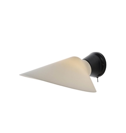 Plume wandlamp met schakelaar, zwart/porselein