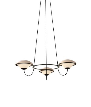 In The Air 3 kroonluchter, opaal/zwart