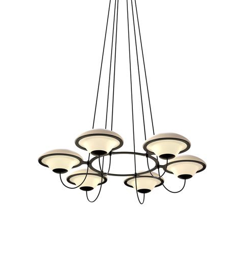 In The Air 6 kroonluchter, opaal/zwart