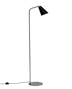 Oswald vloerlamp, zwart/geborsteld staal