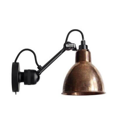 Lampe Gras No 304SW wandlamp, zwart/ruw koper