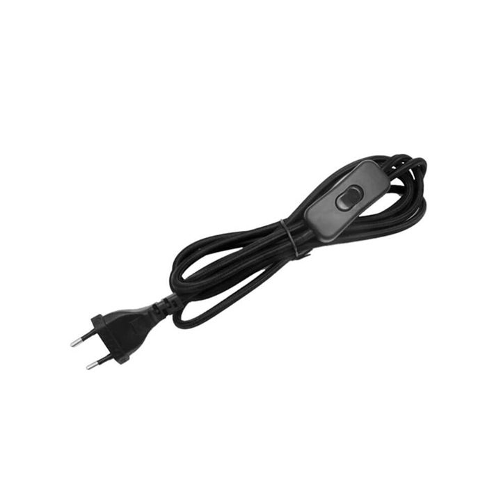 2 meter zwarte textielkabel met schakelaar