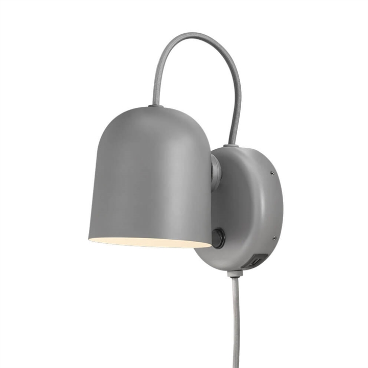 Angle wandlamp m/USB, grijs
