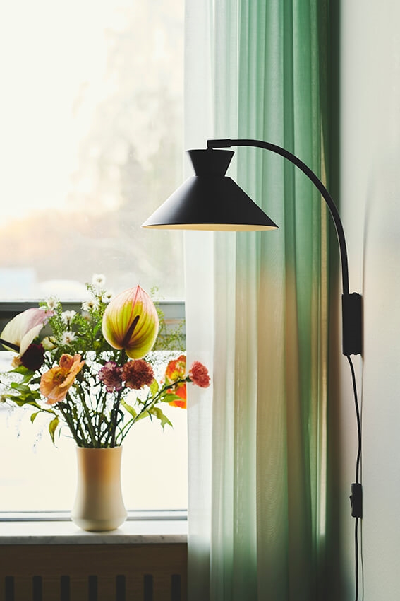 Dial wandlamp, zwart