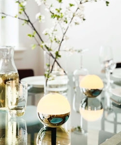 Alba Light Ball batterijlamp / tafellamp, chroom (2 stuks)