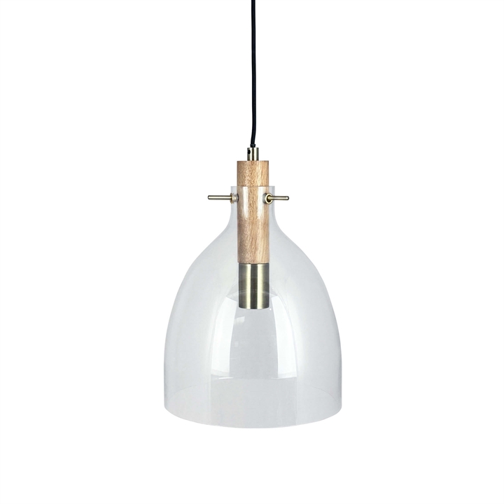 Bistro D25 hanglamp, helder/eiken/messing