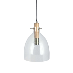 Bistro D25 hanglamp, helder/eiken/messing