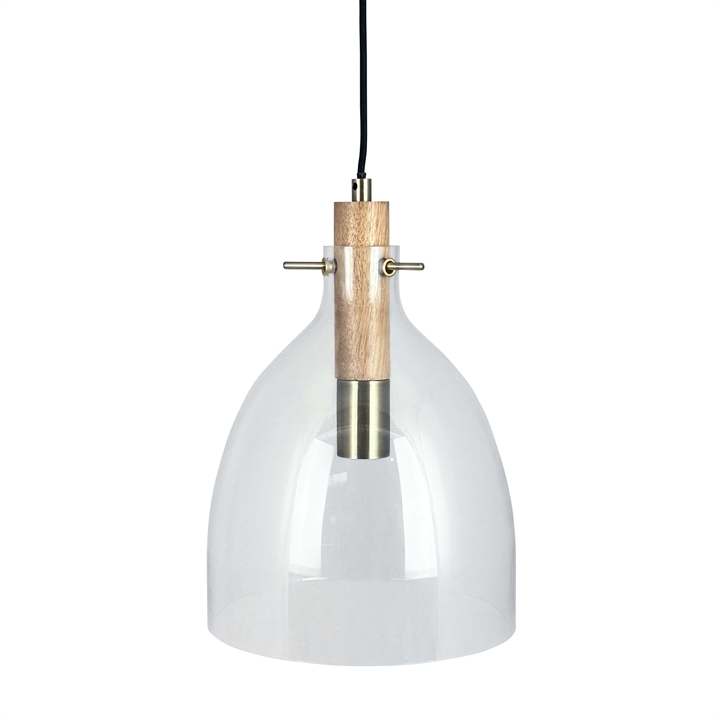 Bistro D30 hanglamp, helder/eiken/messing