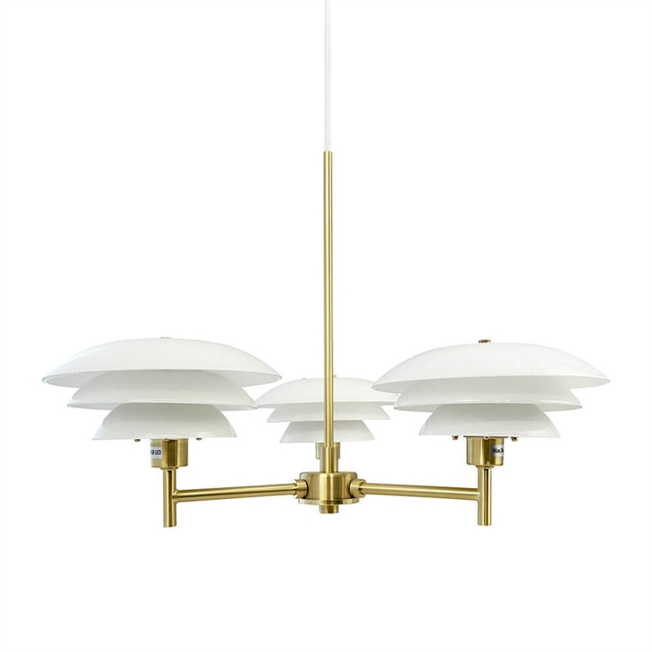 DL20 kroonluchter, opaal/messing