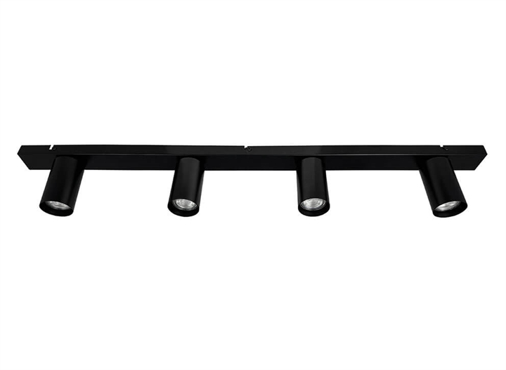 Moderne rail met 4 spots, zwart
