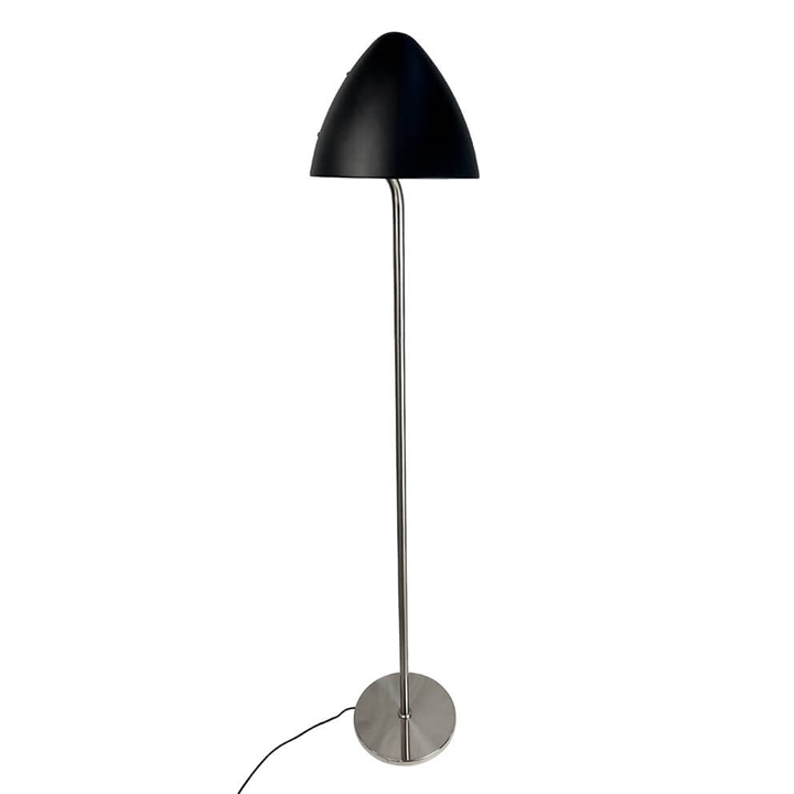 Oulu vloerlamp, zwart/geborsteld staal