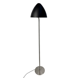 Oulu vloerlamp, zwart/geborsteld staal