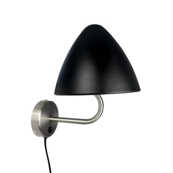 Oulu wandlamp, zwart/geborsteld staal