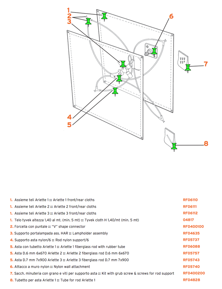 Reserveonderdeel: Fittinghouder voor Flos Ariette 1