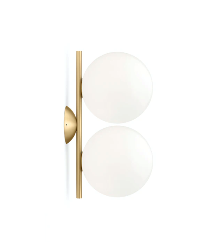 IC Light C/W1 Double wandlamp/plafondlamp, messing