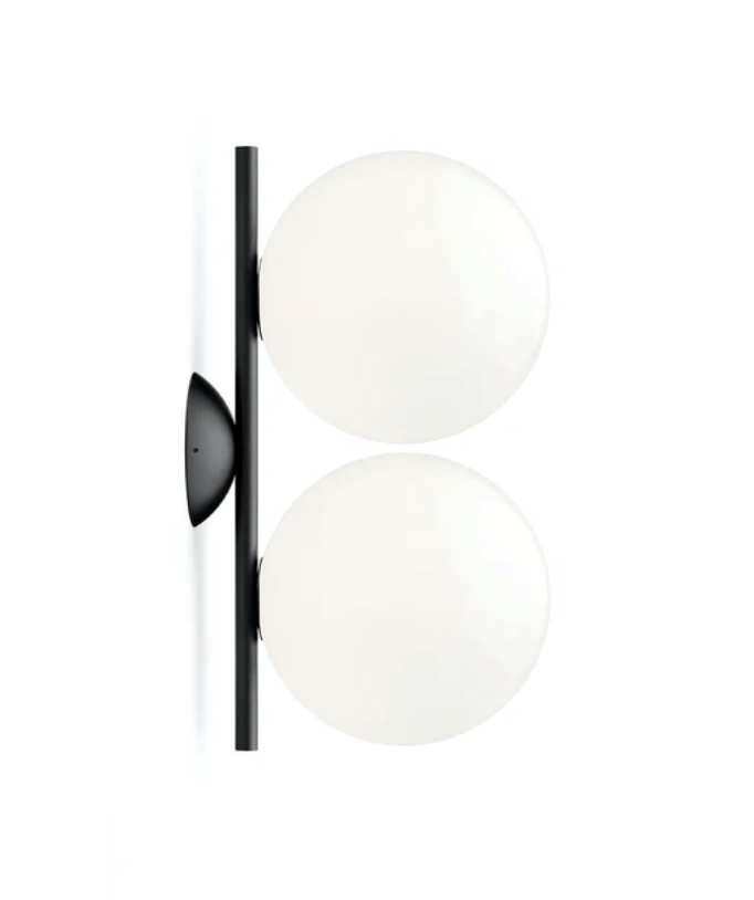 IC Light C/W1 Double wandlamp/plafondlamp, zwart