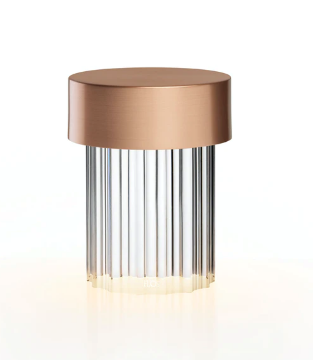 Last Order Tafellamp Geribbeld, satijn koper