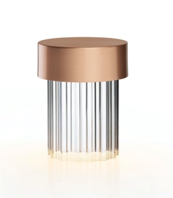 Last Order Tafellamp Geribbeld, satijn koper