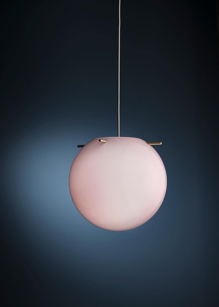 Koi hanglamp Ø32, roze/messing