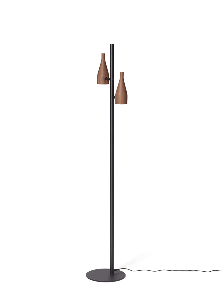 Timber Lounge Double vloerlamp, walnoot