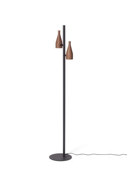 Timber Lounge Double vloerlamp, walnoot