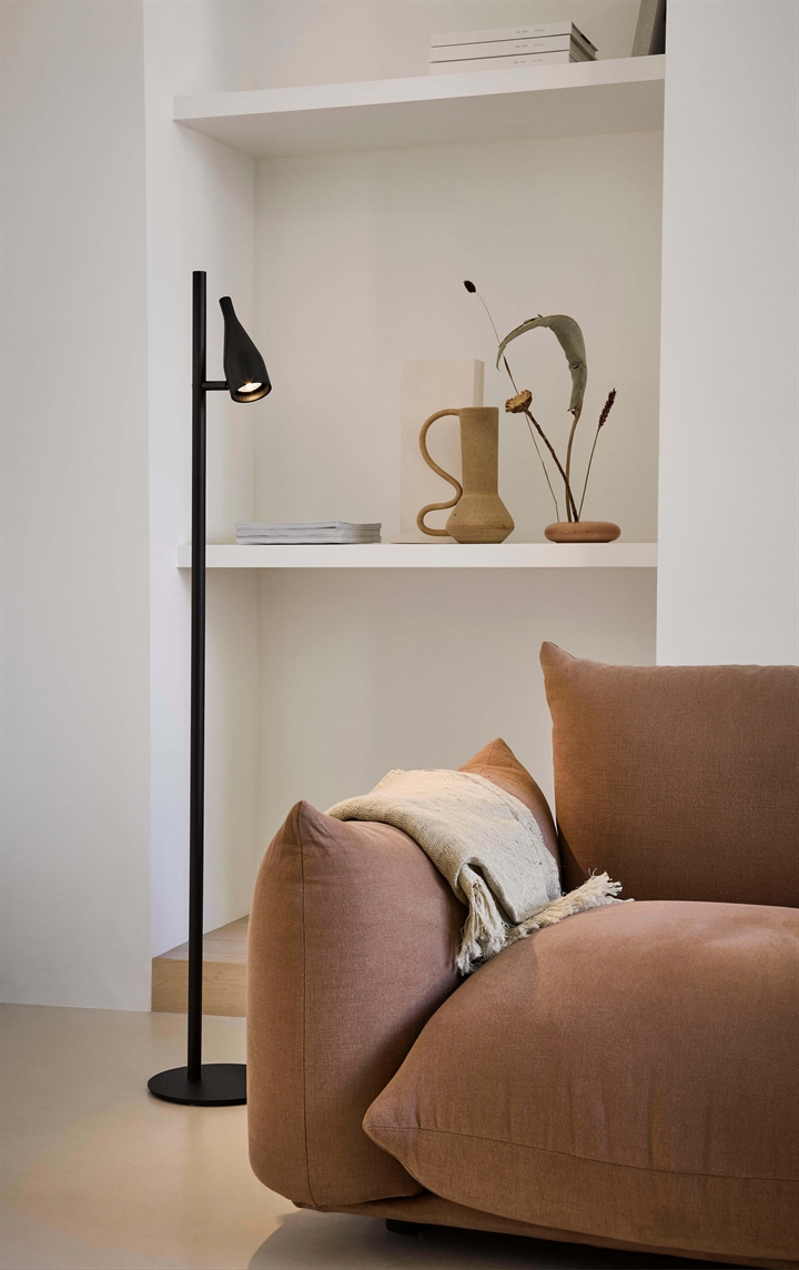 Timber Lounge Single vloerlamp, zwart essen